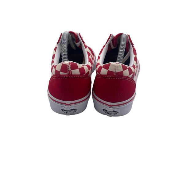 VANS Old Skool Low Checkerboard Lace Up Racing Red White Mens 7.5 Womens 9 - Picture 4 of 8